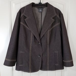 LAST CHANCE Embroiderd 2-Button Brown Blazer